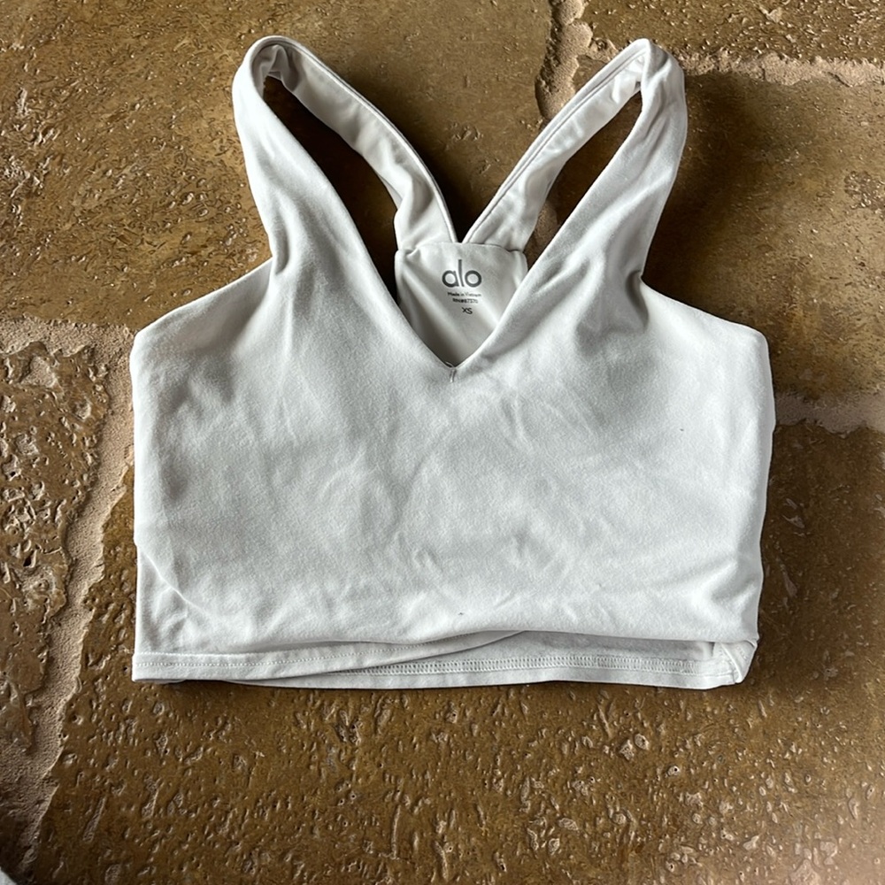 alo yoga white tank top size xs women's